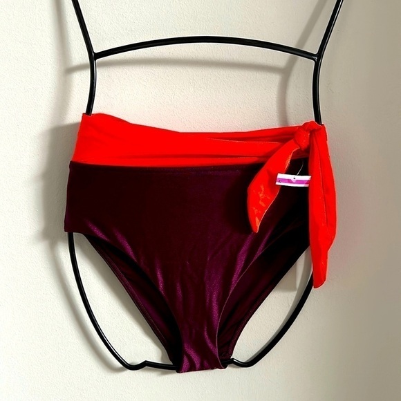 Zimmermann Purple Color blocked Bikini Bottom High Cut & High Waist 4-6 Lycra - Picture 1 of 9